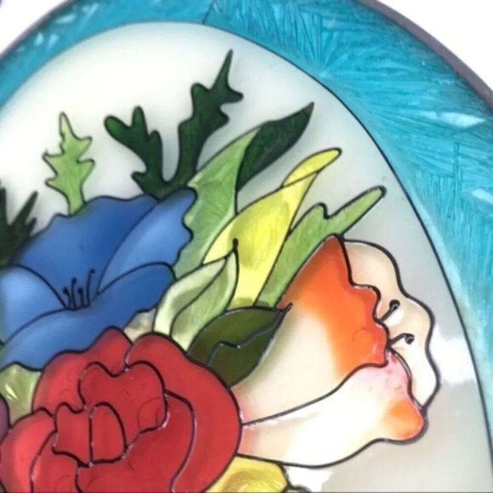 Floral Bouquet Hand Painted Glass Suncatcher Stained Glass